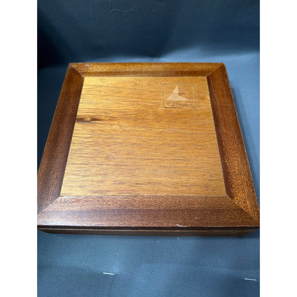 Vintage Citgo Wooden Storage Box with Dividers Etched Logo Petroleum Collectible